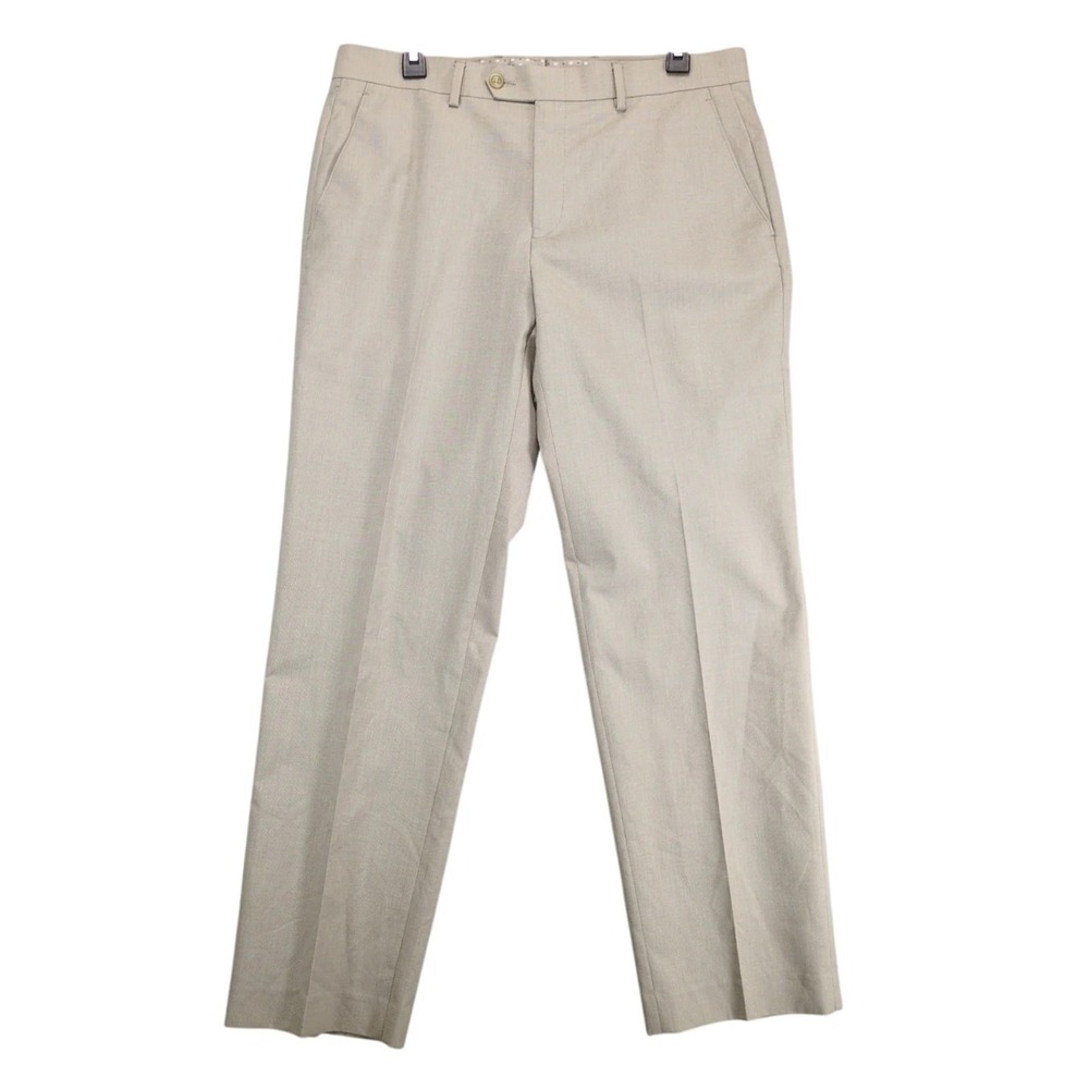 Chaps Total Comfort Beige Dress Pants Mens 34x30 Flat Front Office Casual Preppy